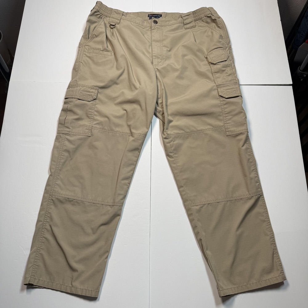 5.11 Tactical Cargo‎ Pants Mens 40x30 Beige Ripstop Elastic Waist Work Utility